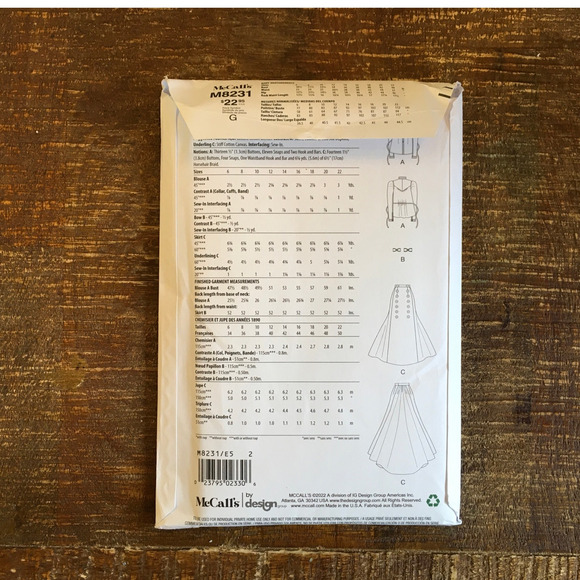 McCalls Sewing Pattern M8231 Victorian Edwardian Gibson Blouse Skirt 14-22 UNCUT - Picture 2 of 2